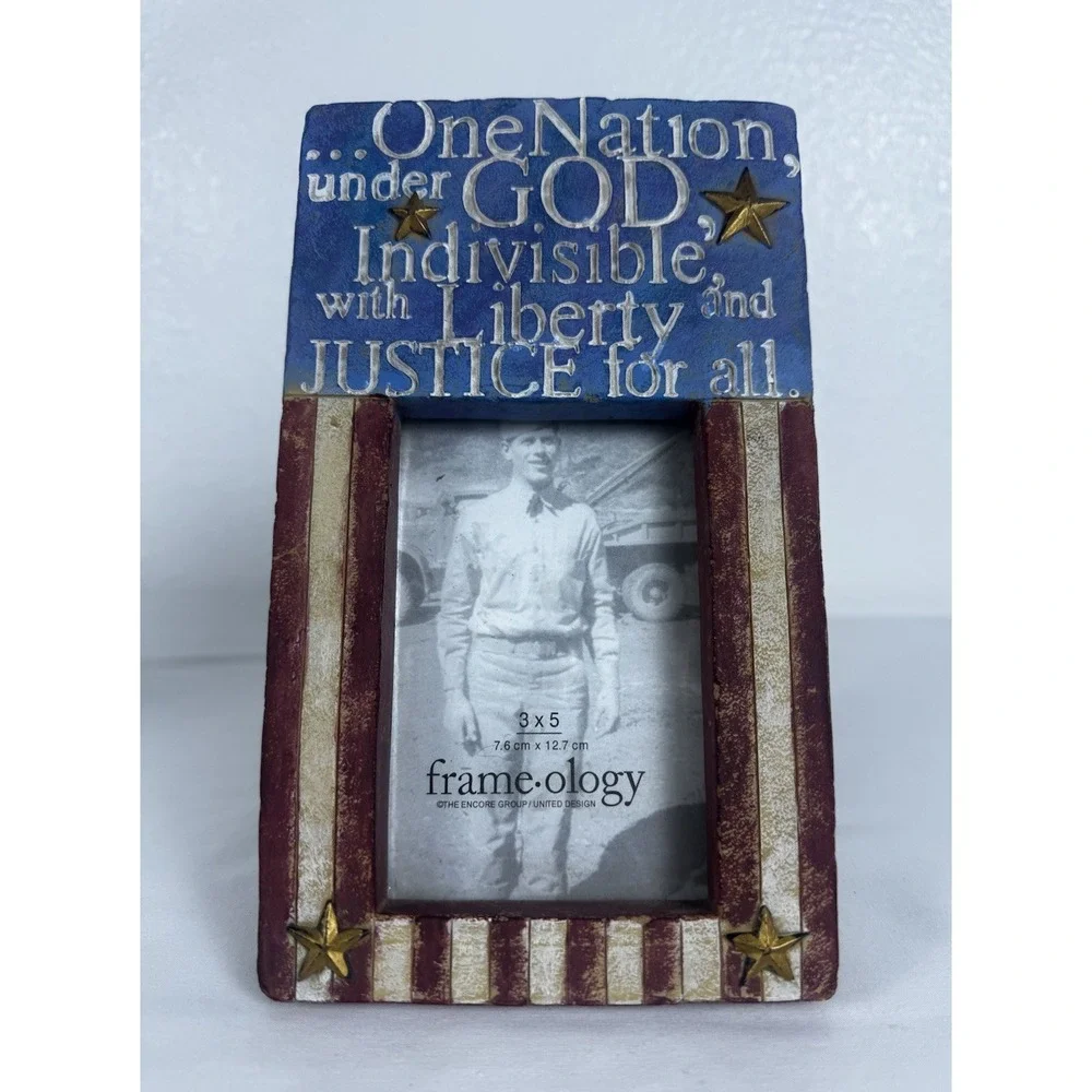 VTG Frame-ology Patriotic Pledge Of Allegiance 3X5 Photo Frame Resin NOS FLAG
